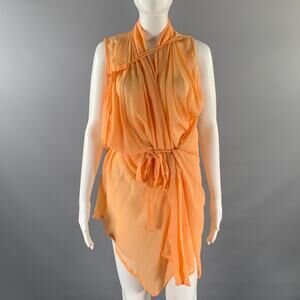 ANN DEMEULEMEESTER Size M Peach Draped Sleeveless Shirt